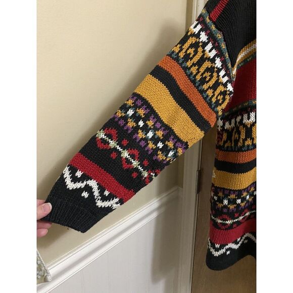 Vintage Tiara Chunky Knit Sweater Abstract Art Floral 90s Crewneck Size M Heavy - Picture 8 of 16